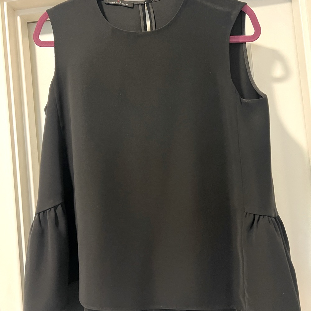 Carolina Herrera black peplum sleeveless top